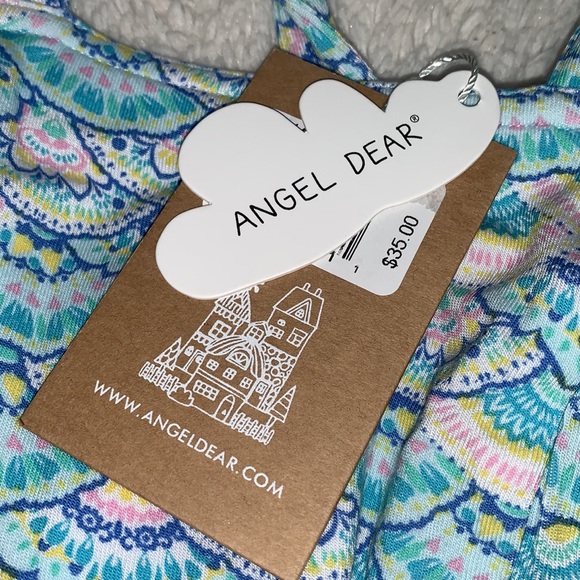 NWT Angel Dear Mermaid Scales Sunsuit Ruffled Romper 0-3M Pink Blue Bamboo - Picture 7 of 9